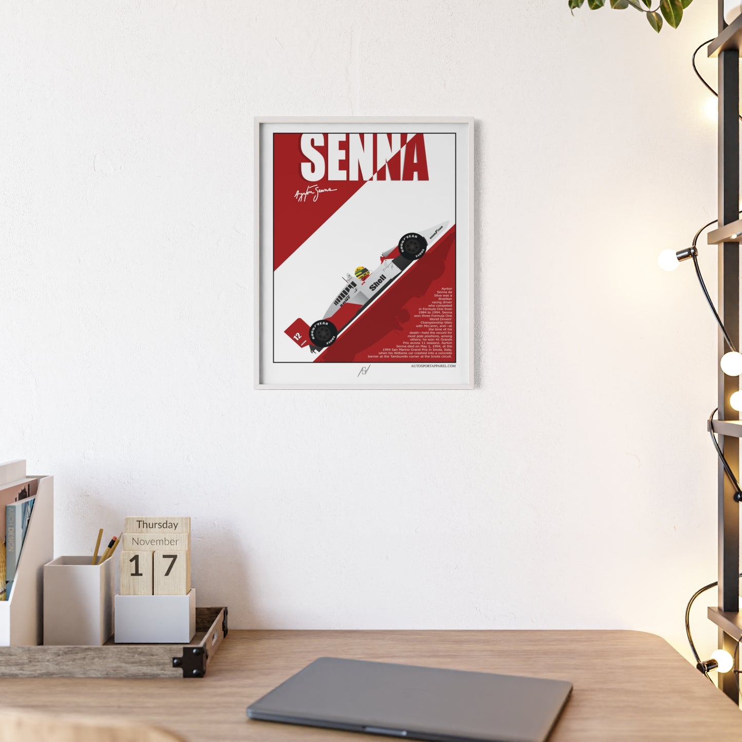 Ayrton Senna McLaren MP4/4 Framed Poster