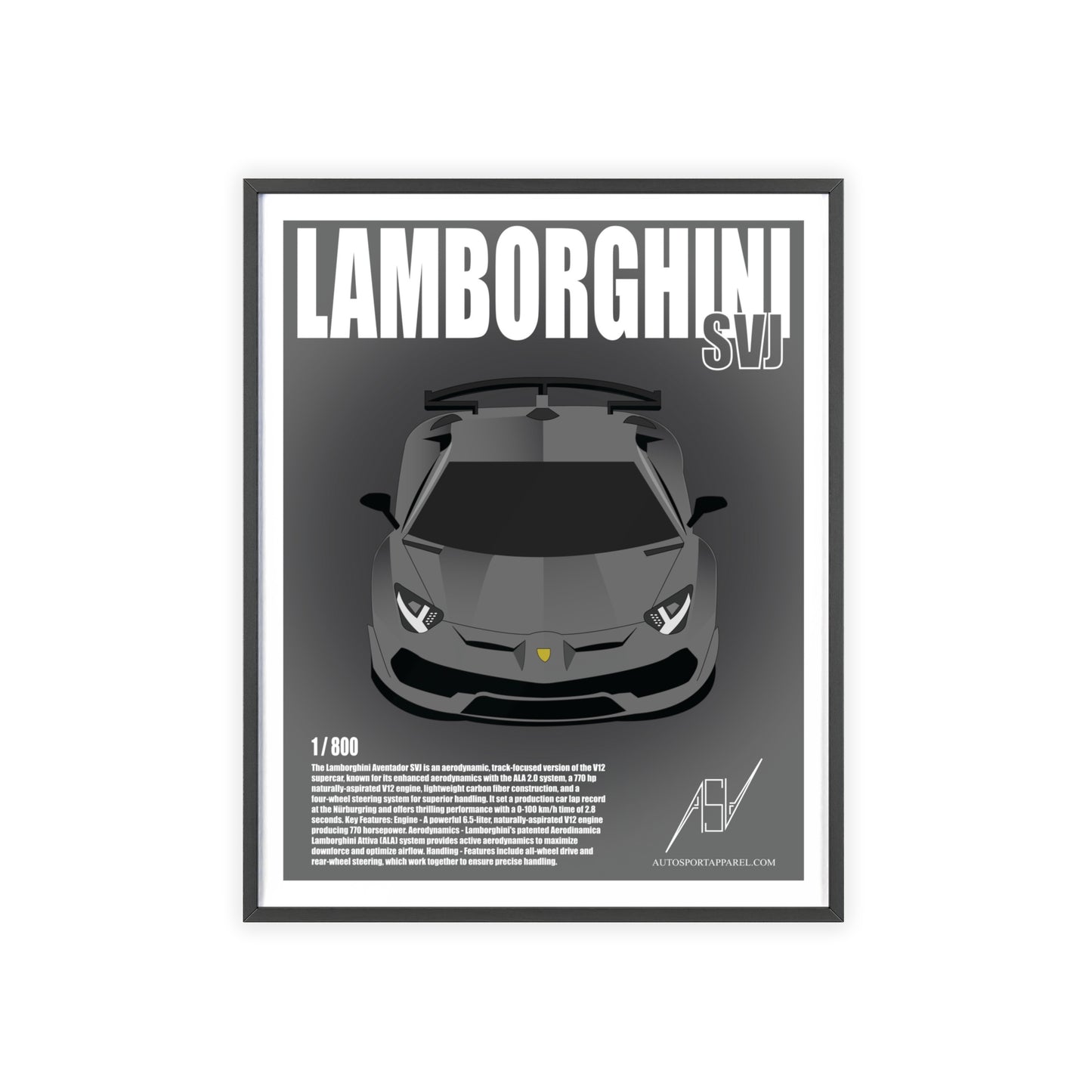 Lamborghini Aventador SVJ Framed Poster