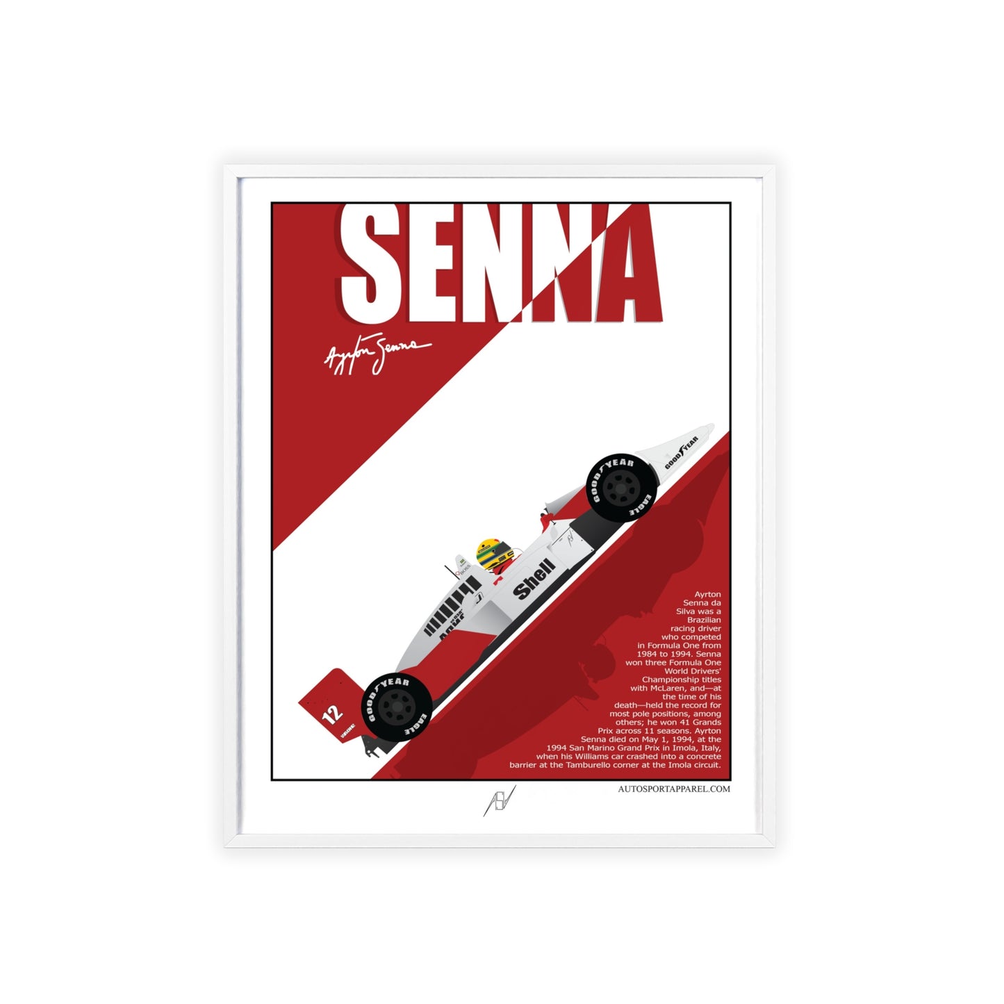 Ayrton Senna McLaren MP4/4 Framed Poster