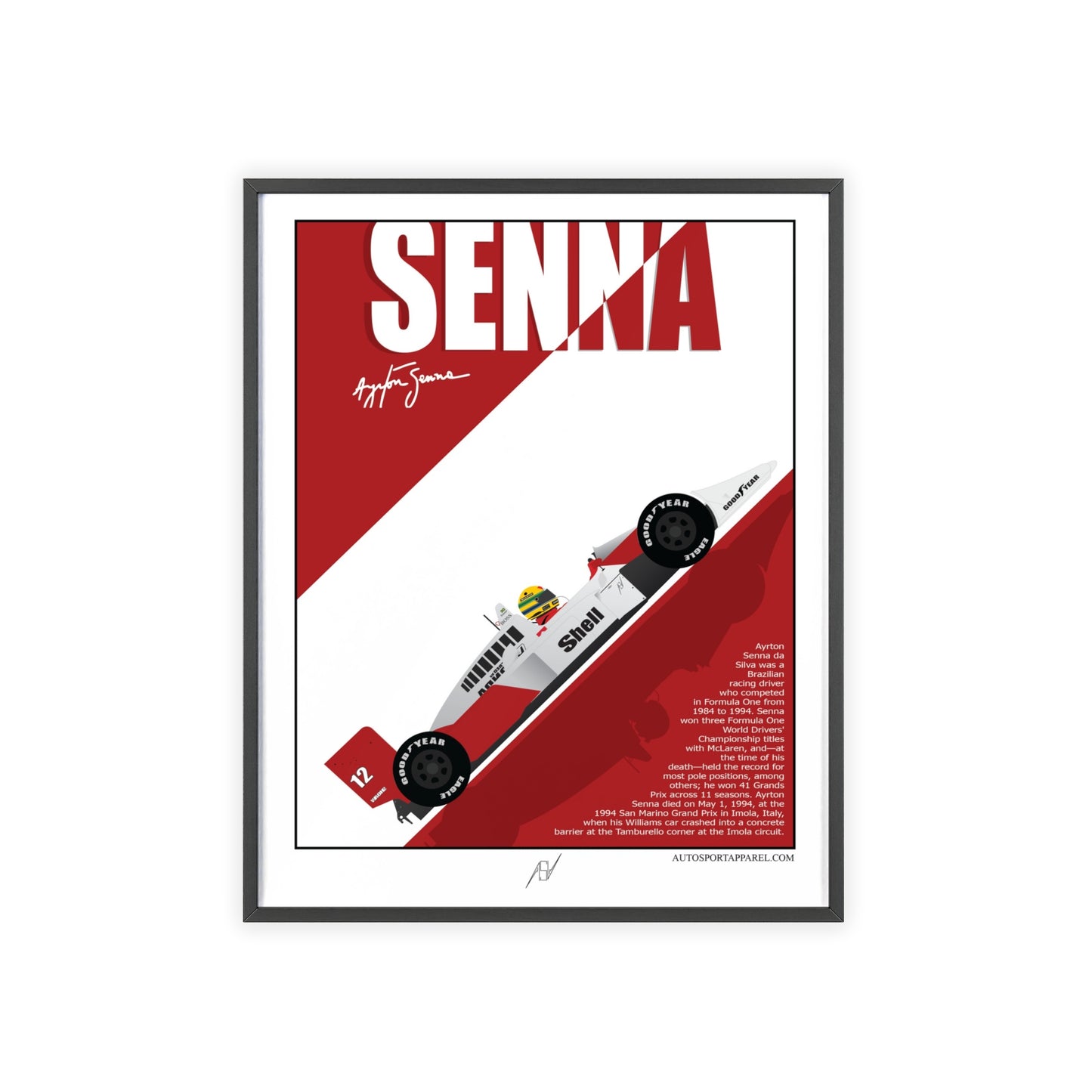 Ayrton Senna McLaren MP4/4 Framed Poster