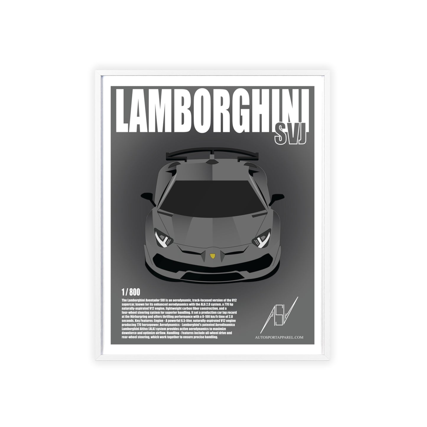 Lamborghini Aventador SVJ Framed Poster