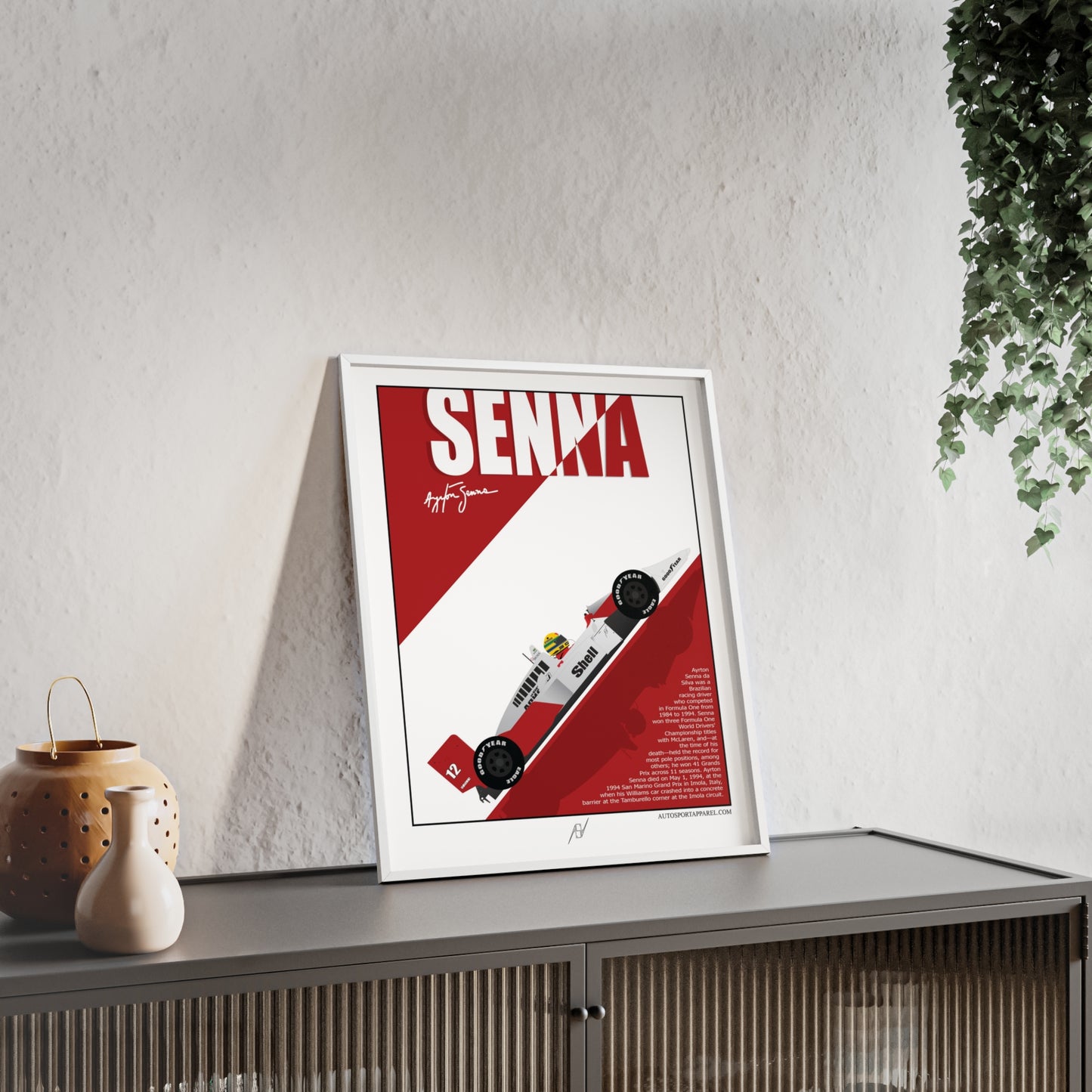 Ayrton Senna McLaren MP4/4 Framed Poster