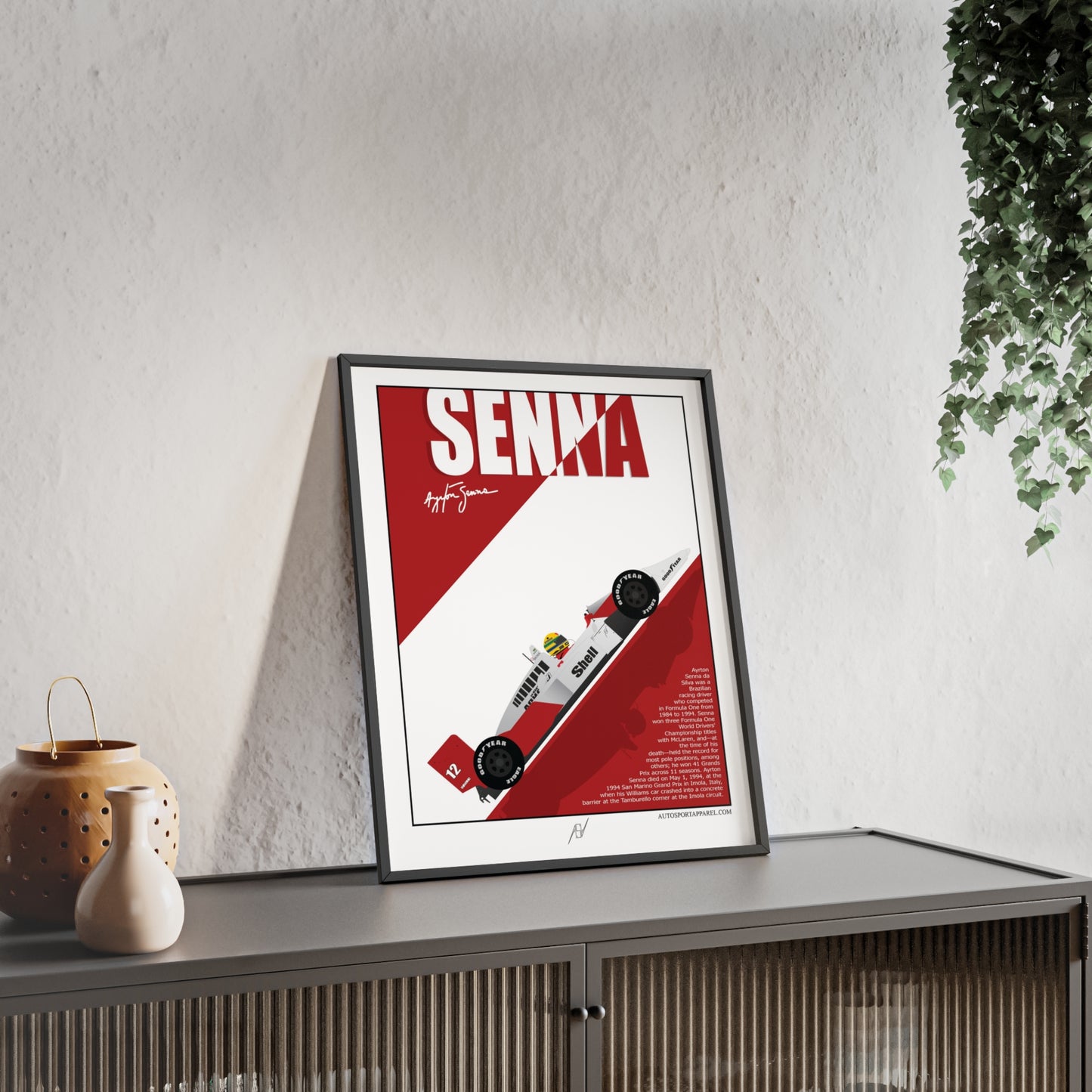 Ayrton Senna McLaren MP4/4 Framed Poster