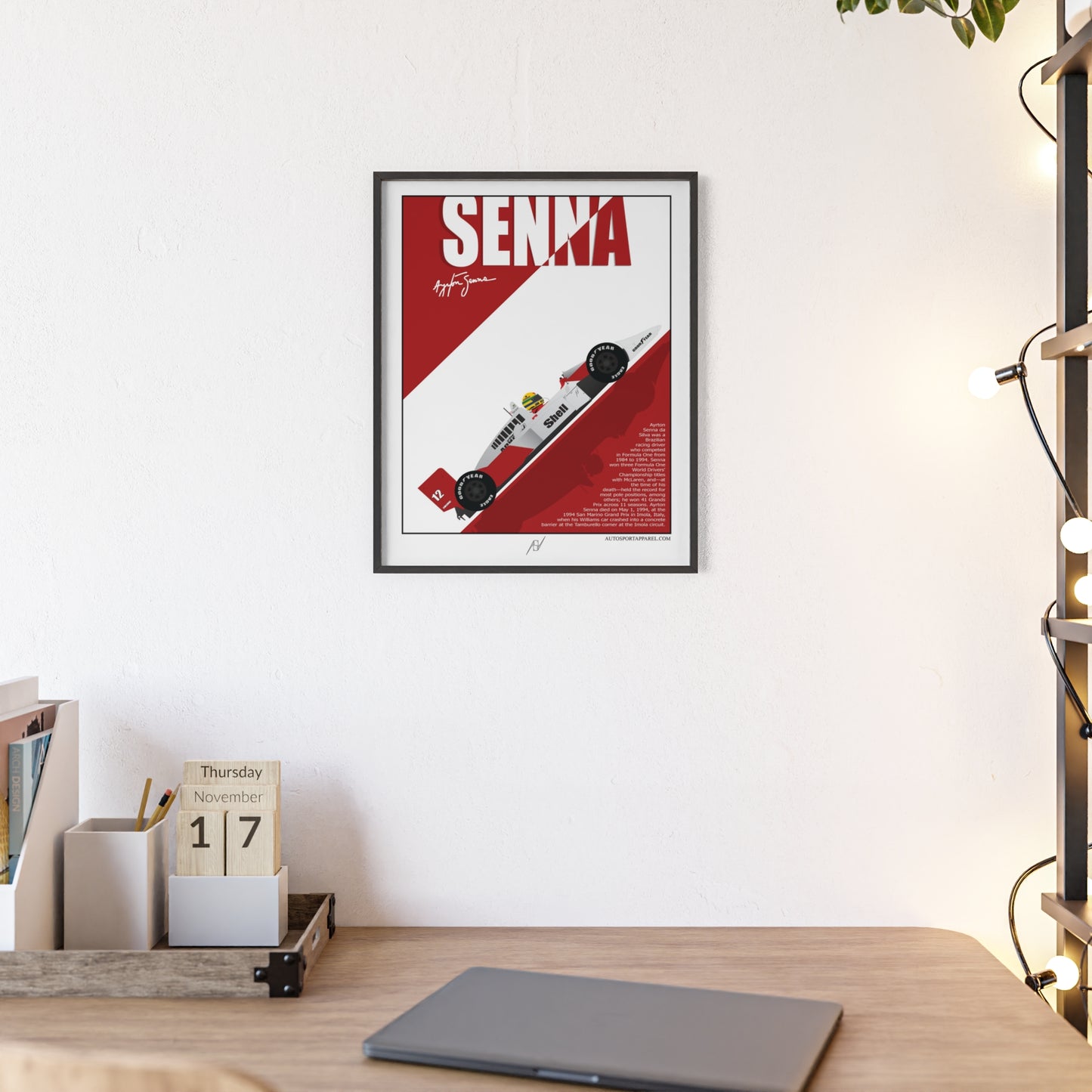 Ayrton Senna McLaren MP4/4 Framed Poster
